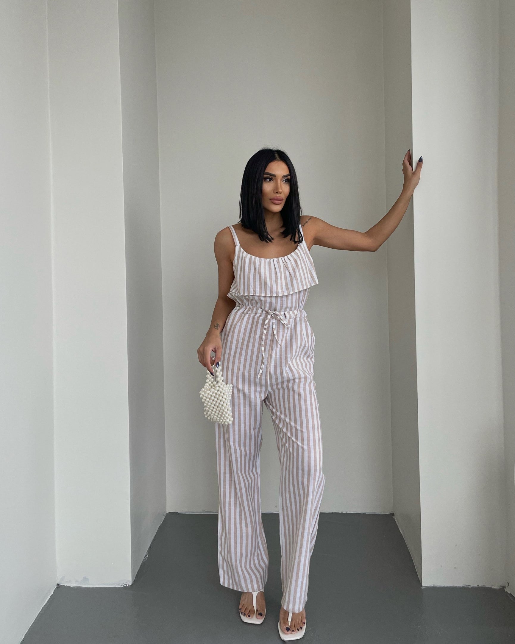 STYLE-White-Lined Jumpsuit